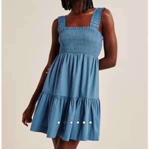 NWT Abercrombie Smocked Bodice Easy Mini Dress in Blue 💙🦋